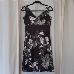 Brown and cream Ann Taylor silk dress, size 2